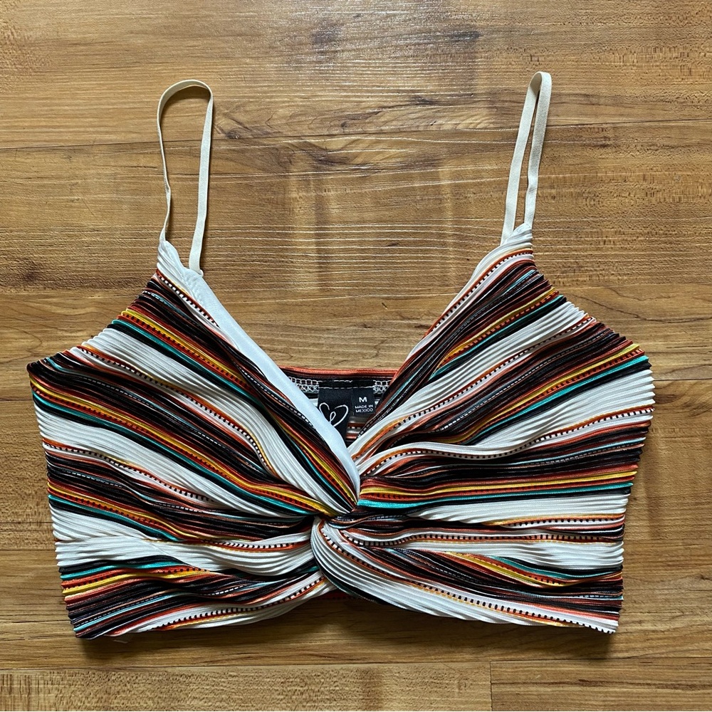 NWT Windsor M Striped Crop Top Adjustable Boho Bralette Coachella Festival Indie